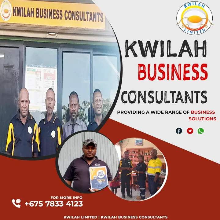 Kwilah Business Consultants team outside the office, helping PNG businesses register